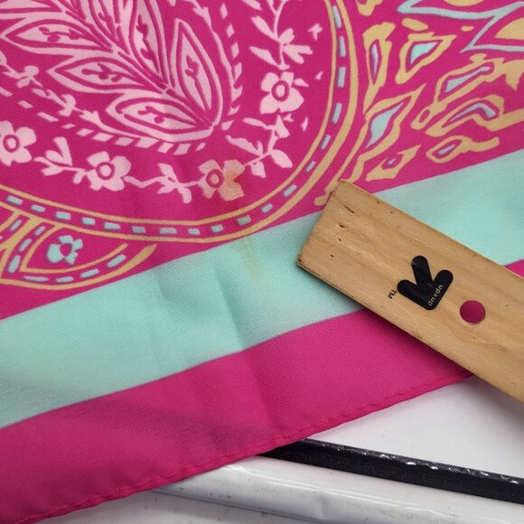 VTG Norma Dori Women's Floral Pink Blue Scarf Cote D'Azur Square - Picture 7 of 8